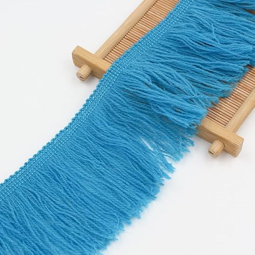 SYSUII 20 Meter 7cm Breit Baumwolle Quaste Fransenbesatz Quaste Trimmen Nähzubehör Fransen Trim Dekoband Tanzfransen Schnittfranse Seide Quaste Für Kleid DIY Kleidung Vorhang Nähen Bastelzubehör-Blau von SYSUII