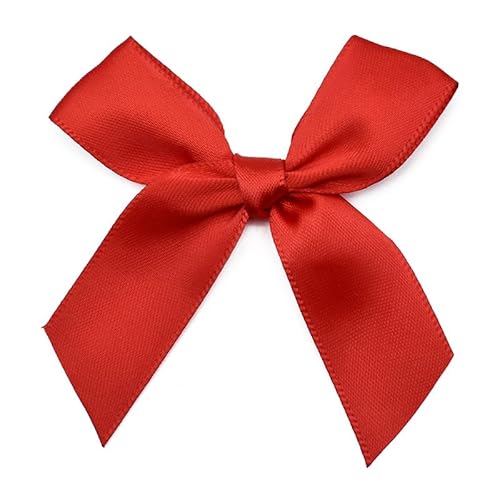 SYSUII 200 Stück Mini Satinband Schleifen, 7cm Satin Band Deko Schleifen Mini-Schleifen Klein Satin Band Schleife für Nähen,Scrapbooking,DIY Basteln Hochzeit Valentinstag Geschenkschleifen -Rot von SYSUII