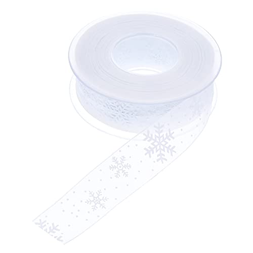 SYSUII 20M Geschenkband Weihnachten,2.5cm Weiße Transparentes Schneeflockenband Bänder zum Geschenk Verpackung Dekoband zum Basteln Schleifenband Bänder für Weihnachten Dekoration DIY Handwerk von SYSUII