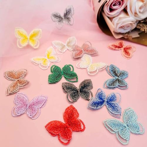 SYSUII 24 Stück Schmetterling Bestickte Spitzenpatch Spitze aufnäher Stickerei Patches DIY Kleidung Applique Spitze Applique Flicken Zum Aufnähen Für Stoffdekoration Reparieren Nähen von Kleidung auf von SYSUII