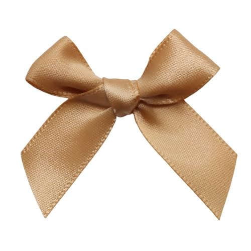 SYSUII 25 Stück Kleine Satinband Bögen Satinbandschleifen Schleifen zum Basteln 5×5cm Kleine Deko Schleife für DIY Handwerk Hochzeit Weihnachten Valentinstag Dekoration Karte Herstellung -Gold von SYSUII