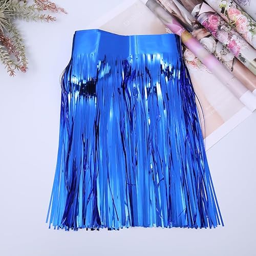 SYSUII 5 Stück Lametta Girlande Metallic Folie Fringe Blau Party Deko Girlanden Weihnachten Fransengirlande Raum Dekoration Partydeko Hängende Lametta Fringe Banner für Hochzeit Geburtstag Zimmer von SYSUII