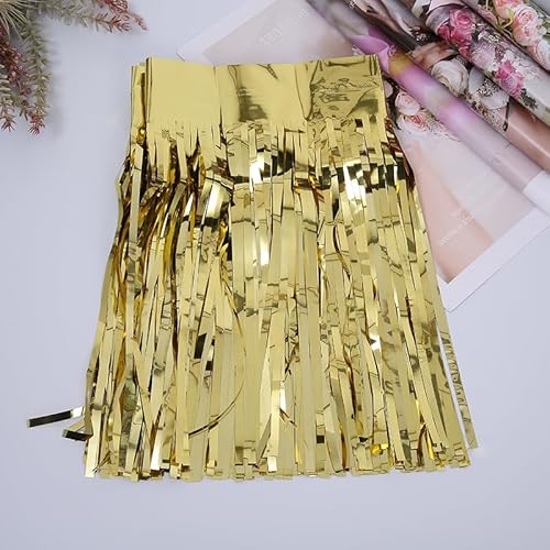 SYSUII 5 Stück Lametta Girlande Metallic Folie Fringe Gold #2 Party Deko Girlanden Weihnachten Fransengirlande Raum Dekoration Partydeko Hängende Lametta Fringe Banner für Hochzeit Geburtstag Zimmer von SYSUII