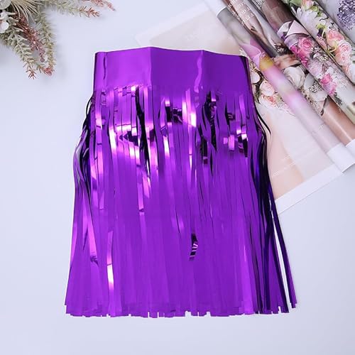 SYSUII 5 Stück Lametta Girlande Metallic Folie Fringe Lila Party Deko Girlanden Weihnachten Fransengirlande Raum Dekoration Partydeko Hängende Lametta Fringe Banner für Hochzeit Geburtstag Zimmer von SYSUII