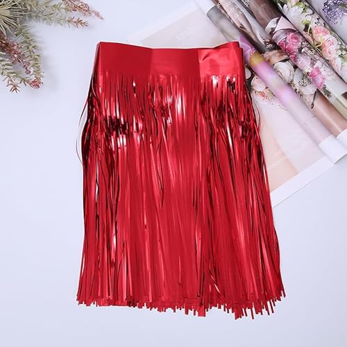 SYSUII 5 Stück Lametta Girlande Metallic Folie Fringe Rot Party Deko Girlanden Weihnachten Fransengirlande Raum Dekoration Partydeko Hängende Lametta Fringe Banner für Hochzeit Geburtstag Zimmer von SYSUII