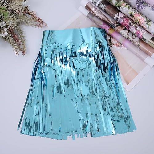 SYSUII 5 Stück Lametta Girlande Metallic Folie Fringe hellblau Party Deko Girlanden Weihnachten Fransengirlande Raum Dekoration Partydeko Hängende Lametta Fringe Banner für Hochzeit Geburtstag Zimmer von SYSUII