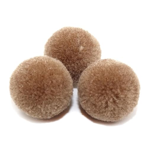 SYSUII 50 Stück Bunte Pompom3cm Bommeln Bälle Mini Pompons zum Basteln Pompons Bälle Plüschbälle für Weihnachten DIY Kreative Handwerk Tasche Mützen Anhängern Dekoration Strickmütze Zubehör-Khaki von SYSUII