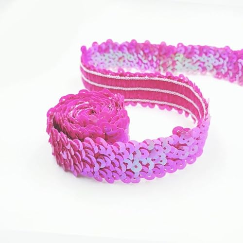 SYSUII 5M*30mm Paillettenband Glänzendes Zierband Paillettenband Glitzer Borte aus Dekoband Zierband FüR DIY NäHen KostüMe Handwerk Verzierungen Kleidung Kleid Dekoration Schmuckherstellung-Rose von SYSUII