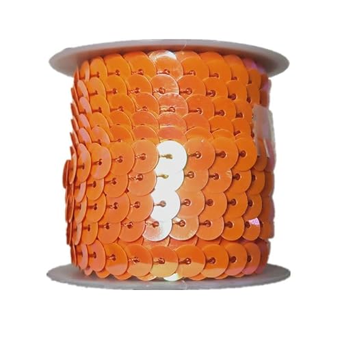 SYSUII 5M Paillettenband Elastische Pailletten Trim 6mm Pailletten Bänder Flache Glitzerband Borten Stretch Bling Paillettenborte für Kleid Dekorieren DIY Handwerk Nähen Schmuck Machen Basteln-orange von SYSUII