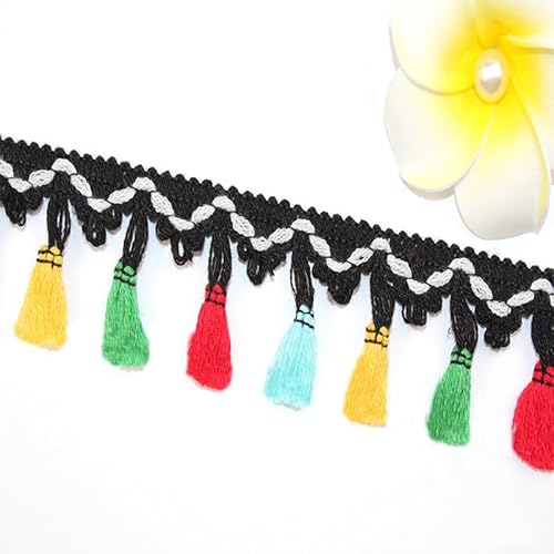 SYSUII 5m Pompons Borte zum Basteln, Quaste Trim Band Pompon Borte Fringe Bommelborte Pom Poms Balls Fransenbesatz Pom Girlande für DIY Basteln Apparel Kleidung,Kostüme,Nähen,Dekoration von SYSUII