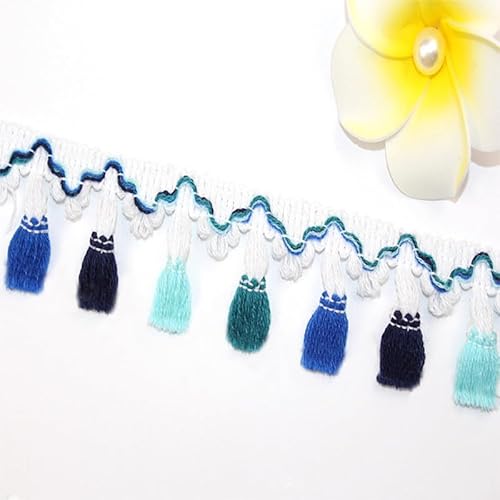 SYSUII 5m Pompons Borte zum Basteln, Quaste Trim Band Pompon Borte Fringe Bommelborte Pom Poms Balls Fransenbesatz Pom Girlande für DIY Basteln Apparel Kleidung,Kostüme,Nähen,Dekoration von SYSUII