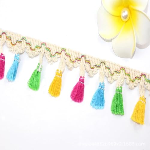 SYSUII 5m Pompons Borte zum Basteln, Quaste Trim Band Pompon Borte Fringe Bommelborte Pom Poms Balls Fransenbesatz Pom Girlande für DIY Basteln Apparel Kleidung,Kostüme,Nähen,Dekoration von SYSUII