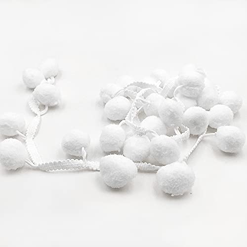 SYSUII 9 Yards Pomponborte zum Nähen Dekoband Mit Bommeln Bälle Fransenborte Zierband Dekoborte Nähzubehör Pom Poms Quaste Bommelborte für DIY Handwerk Dekorieren Für Kleid Schal Hut Vorhang -Weiß von SYSUII