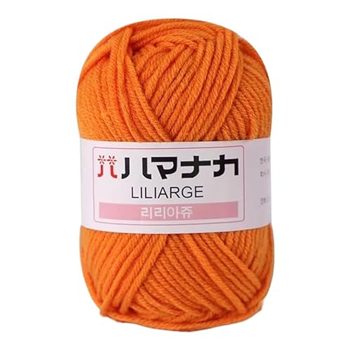 SYSUII Baumwollgarn Milchgarn 4x25g Wolle zum Häkeln handgewebt Häkelwolle Garn weiche Bequeme Baby Fluffy Ball zum Handstrickgarn für Häkeln, Wolle zum Stricken und Kunsthandwerk -Orange Gelb von SYSUII