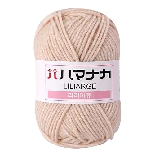 SYSUII Baumwollgarn Milchgarn 4x25g Wolle zum Häkeln handgewebt Häkelwolle Garn weiche Bequeme Baby Fluffy Ball zum Handstrickgarn für Häkeln, Wolle zum Stricken und Kunsthandwerk -helles Khaki von SYSUII