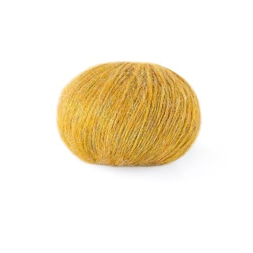 SYSUII Mohair 50g Mohairwolle Handstrickgarn zum Stricken & Häkeln Handstrickgarn Häkelgarn Strickgarn Weicher Wolle zum Häkeln Wollgarn für DIY Basteln Hüte Schal Pullover Decke Kissen -Gold von SYSUII