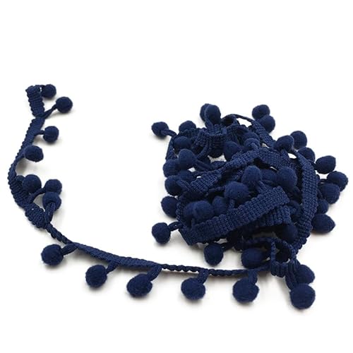 SYSUII Pomponborte 20 Meter Pom Bommelborte Bommelband Bommel Fringe Pompoms 1cm breite Fransenband Fransen Trim Quasten Zierborrte DIY nähzubehör für Kleid schal Hut Vorhang Dekoration -Dunkelblau von SYSUII