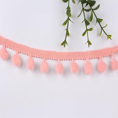 SYSUII Pomponborte zum Nähen 10m Dekoband Mit Bommeln Bälle Fransenborte Zierband Dekoborte Nähzubehör Pom Poms Quaste Bommelborte für DIY Handwerk Dekorieren Für Kleid Schal Hut Vorhang-rosa#1 von SYSUII