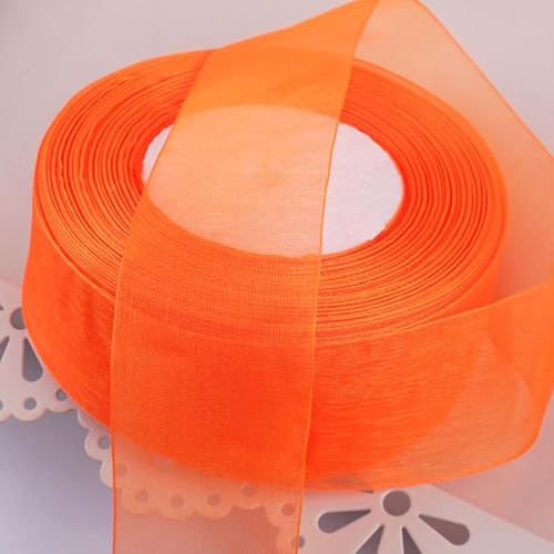 SYSUII Schleifenband 4CM * 45M Weihnachten Geschenkband breit Schleifenband Bänder Stoffband Dekoband zum Weihnachten Geschenk Verpackung Party Hochzeit Dekoration Geburtstag Deko -orange von SYSUII