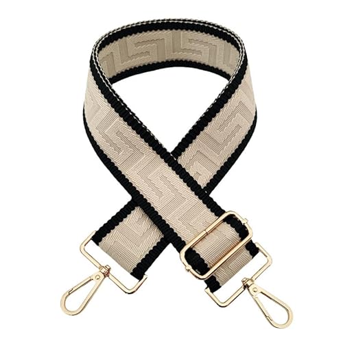 SYSUII Schultergurt für Taschen Breit 5cm,Damen Taschengurte zum Wechseln Bunt Verstellbarer Ersatzgürtel Schulterriemen mit Karabiner für Handtasche Tragetaschen Canvas Umhängetaschen -Beige Schwarz von SYSUII