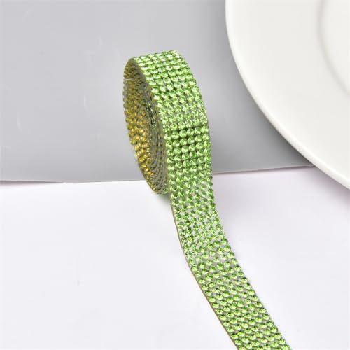 Strass Selbstklebendes Band 2M Harz Diamant Band DIY Bling Selbstklebende Diamant Aufkleber Bling Strassband für Kunsthandwerk DIY Hochzeit Dekoration Geburtstag Party Handwerk Telefon -Grün von SYSUII