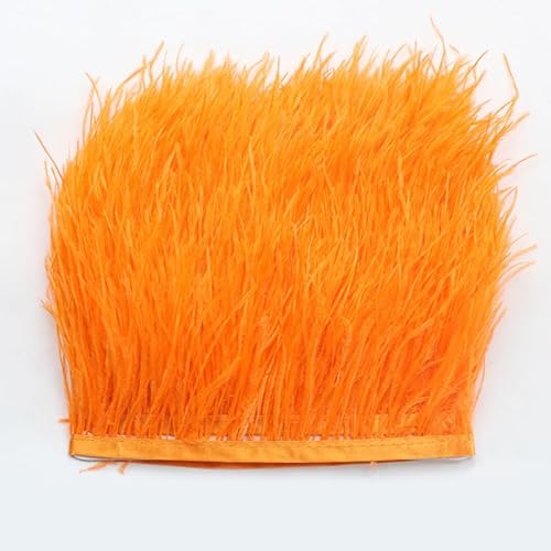 SYSUII Straußenfedern Federn Fringe Trim, 1m 8-10cm Natürlichen Feder Fransen Quaste Fransenborte Fransenband für DIY Kleid Nähen Handwerk Kostüme Dekoration Halloween Federband Bastelzubehör -orange von SYSUII