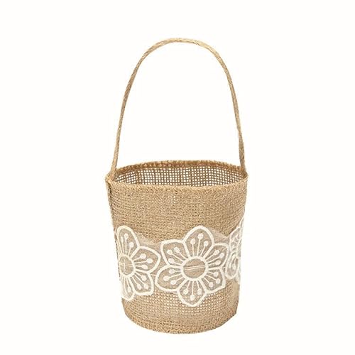 Streukörbchen Hochzeit,4 Stück Blumenkörbe mit Spitze für Hochzeiten Blumenmädchen Streukorb Blumenkinder Streukorb Jute Hochzeitskorb Blumenkinderkörbchen Geschenkbeutel Süßigkeiten Beutel -10 * 25cm von SYSUII