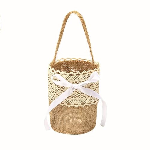 Streukörbchen Hochzeit,4 Stück Blumenkörbe mit Spitze für Hochzeiten Blumenmädchen Streukorb Blumenkinder Streukorb Jute Hochzeitskorb Blumenkinderkörbchen Geschenkbeutel Süßigkeiten Beutel -10 * 25cm von SYSUII