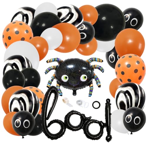 SYTTNUM Halloween Luftballon Girlande,Halloween Deko Luftballons,Halloween Ballon Set,Schwarz Orange Weiß Halloween Party Luftballons fur Halloween Thema Dekor von SYTTNUM