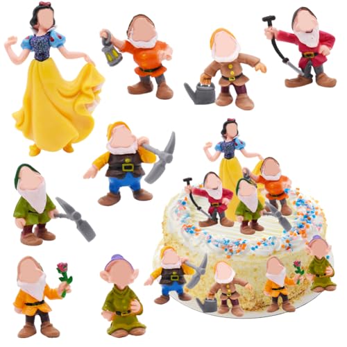 SYTTNUM Prinzessin Figuren Set,Prinzessin Party Figuren,Prinzessin und Zwerge Figuren,Cartoon Cake Toppers,Geschenke für Kindergeburtstag Party Dekoration von SYTTNUM