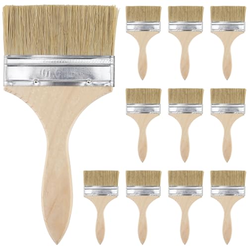 SYUTBOU 10 Stück Pinsel Lasur Holz, 20 x 9.3cm Flachpinsel Set, Lackpinsel für Lacke Lasurpinsel Holz Außen Pinsel Holz Pinselset Maler Lackpinsel Set zum Streichen für Malerei, Gartenarbeit, DIY von SYUTBOU