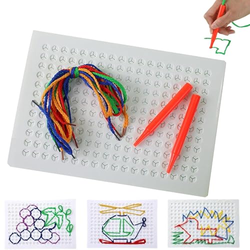 Velaire-Stichbrett, Stichbrett für sensorische Einfädelspiele, Stitch-Art-Nähgarn-Set-Spielzeug, String-Art-Set zur Steigerung der Konzentration, Zeichenbrett zum Fadenweben mit Stift (1set) von SYUUD