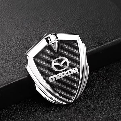 Auto Emblem für Mazda 3 2003-2009, Logo Badge Aufkleber Sticker mit Emblem für Außendekoration 3D Metall Buchstaben Aufkleber mit Logo Auto Styling Zubehör,Glossy Silver von SYXWJL