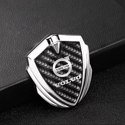 Auto Emblem für Volvo S80 2006-2011, Logo Badge Aufkleber Sticker mit Emblem für Außendekoration 3D Metall Buchstaben Aufkleber mit Logo Auto Styling Zubehör,Glossy Silver von SYXWJL