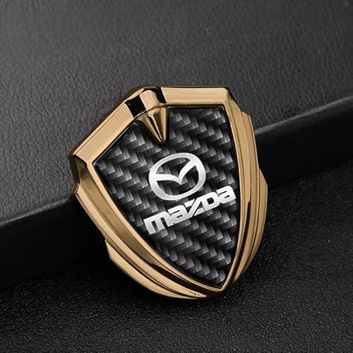 SYXWJL Auto Emblem für Mazda 2 2007-2013, Logo Badge Aufkleber Sticker mit Emblem für Außendekoration 3D Metall Buchstaben Aufkleber mit Logo Auto Styling Zubehör,Gold von SYXWJL