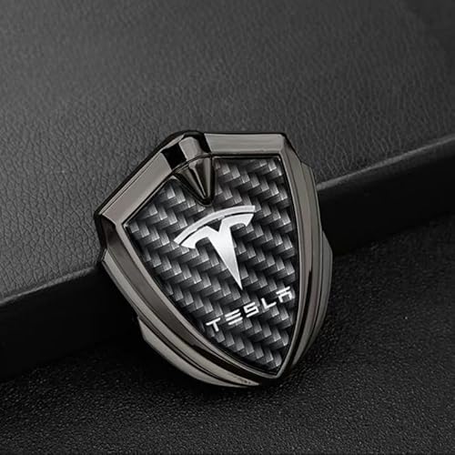 SYXWJL Auto Emblem für Tesla Model 3 2017-2023, Logo Badge Aufkleber Sticker mit Emblem für Außendekoration 3D Metall Buchstaben Aufkleber mit Logo Auto Styling Zubehör,Gunmetal Black von SYXWJL