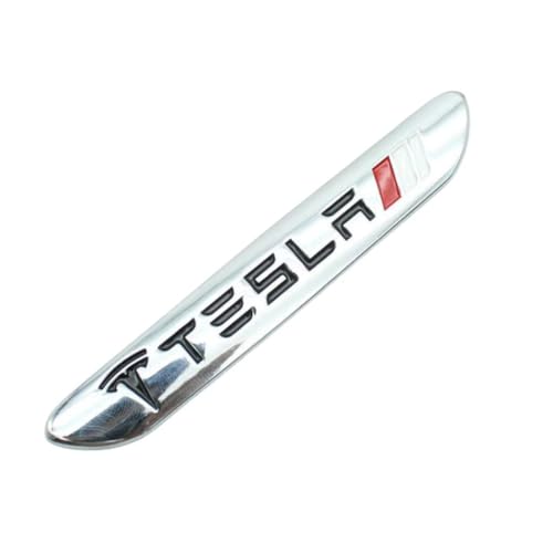 SYXWJL Auto Emblem für Tesla Model S 2012-2016, Logo Badge Aufkleber Sticker mit Emblem für Außendekoration 3D Metall Buchstaben Aufkleber mit Logo Auto Styling Zubehör,Silver von SYXWJL