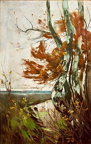 SYlale Leinwand Kunstwerk Bilddruck Abstraktes Gemälde Berühmt Windflattern an der Ostsee von Karl Hagemeister für Flurdekoration 60x90cm von SYlale