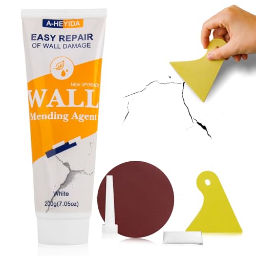 Spachtelmasse Weiß Innen, 200g Wand Reparatur Weiss Paste, Wandspachtel mit Kratzer - Wall Repair Kit Wandfüller weiß einfaches Reparieren beschädigter Wände, Löcher und Risse. von SZ-KARIDGE