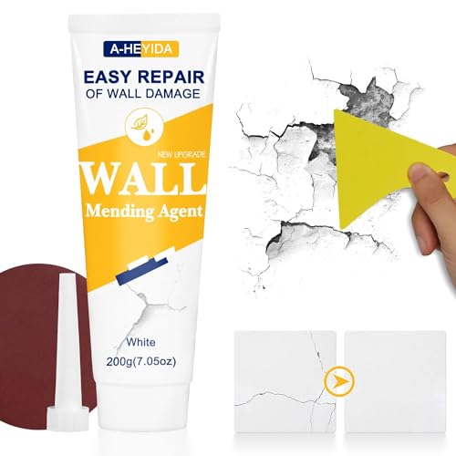 Wandreparaturcreme, 200g Spachtelmasse Weiß Innen mit Rakel, wasserfest Wand Spachtelmasse Weiß- Reparieren Sie Löcher und Risse in Wänden, reparieren Sie kaputte Wände einfach von SZ-KARIDGE