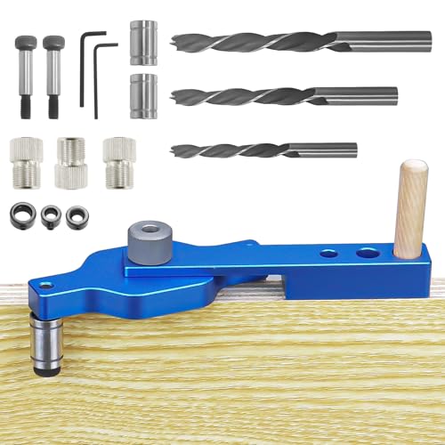 Taschenloch Jig Kit,Woodworking Doweling Jig Kit,Einstellbare Bohrlehre,Dübellöcher 6/8/10mm Holzdübel Bohrschablone,Einstellbare Bohrführung Stanzer-Locator Tischlerwerkzeuge von SZBYH