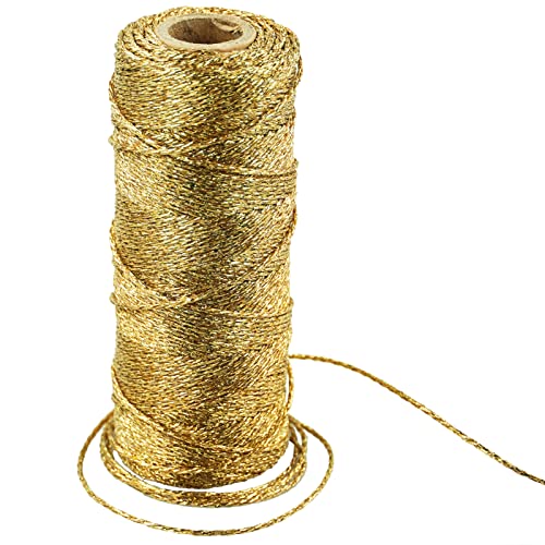 SZCXDKJ 1.5MM Gold Metallic Kordel, 100M Nicht Elastisch Kordelband Schnur, DIY Bastelschnur zum Handwerk Hochzeit Dekorieren oder Verpacken von SZCXDKJ