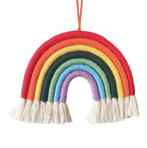 GOODCHANCEUK Regenbogen-Makramee-Wanddekoration, Boho-Stil, für Kinderzimmer, Kinderzimmer von SZETOSY