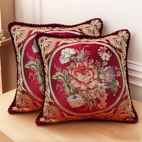 SZHELEJIAM Kissenbezug 48x48 cm, 2er Set – Europäischer Stil, Luxuriöser Jacquardstoff mit Verstecktem Reißverschluss, Weicher Kissenbezug für Sofa, Bett, Wohnzimmer SZHELEJIAM Kissenbezug 48x48 cm, 2er Set – Europäischer Stil, Luxuriöser Jacquardstoff mit Verstecktem Reißverschluss, Weicher Kissenbezug für Sofa, Bett, Wohnzimmer von SZHELEJIAM