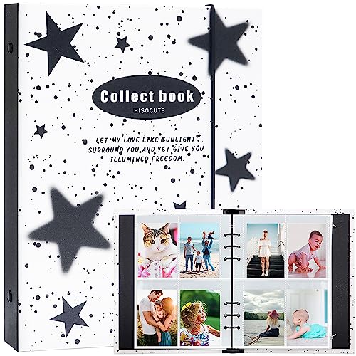 SZHTSWU A5 Binder Fotoalbum Kpop Fotokarten Halter Buch mit 20 Blätter 3 Zoll Fotoalbumhüllen in Loseblatt nachfüllbar 6 Ringe Binder Abdeckung Buch für Bildkarten Lagerung (Schwarzer Stern) von SZHTSWU