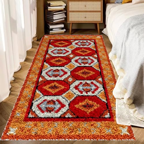 69 x 102 cm Knüpfteppich Zum Selber Knüpfen-Sets, Handarbeit Selbst Knüpfen Set, Groß Latch Hook Rug, Vorgedrucktes Muster Leinwand Teppich Stickerei Handwerk Für Erwachsene Handarbeiten Diy Teppich von SZKBEUO