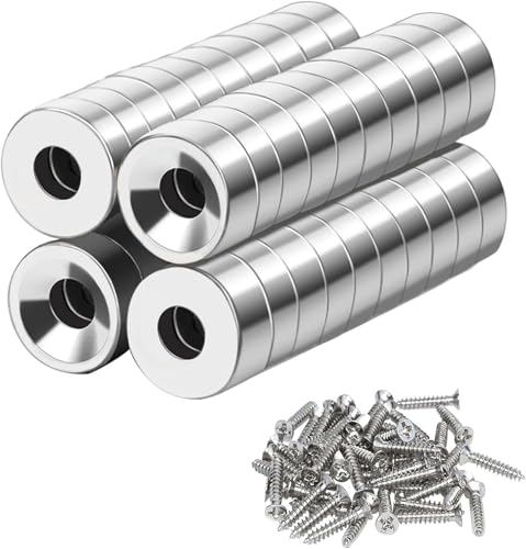 Neodym Magnete,locher,Magnetic,40 Stück Magnete Extra Stark,Neodym Magnete Extra,Mit Loch 10x3-3 mm,Groß Stark Rund,für Magnetplatte, Kühlschrank, Küche von SZKKQKJ