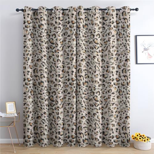 Vorhänge Leopard, Verdunkelungsvorhang 2er Set - Vorhang Blickdicht Gepard Print Muster, Thermovorhang für Deko Wohnzimmer Schlafzimmer Kinderzimmer, Gardinen mit Ösen 220x140 cm (HxB) (Gv-&150) von SZLYZM