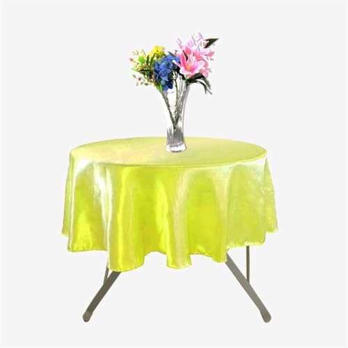 Tischdecke Rund Mehrfarbige runde Satin-Tischdecke for Hochzeit, Party, Geschirr, Dekoration, Zuhause, Bankett, Restaurant, Tischdekoration, 145 cm(Yellow) von SZPXXX