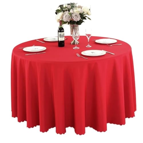 Tischdecke Rund Runde Tischdecke, Esstisch-Dekoration, Schlichte Tischdecke for Hochzeit, Party, Restaurant, Bankett, Dekoration, Tischdecke(Red,180cm Round) von SZPXXX